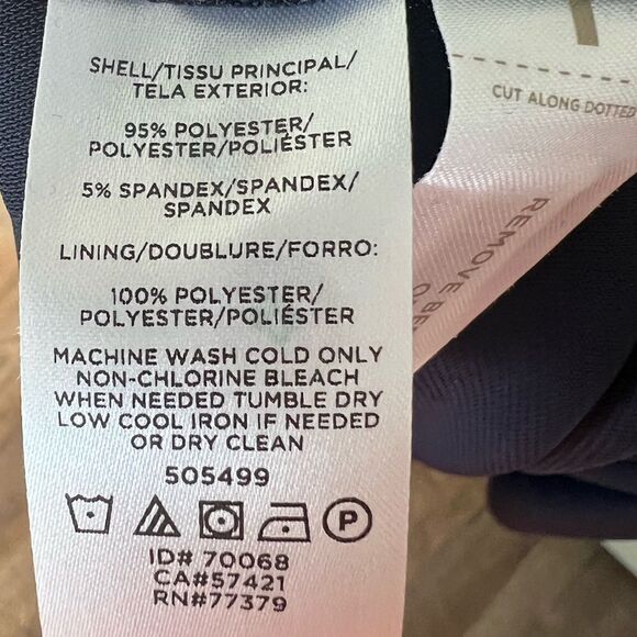 Ann Taylor Navy Blue Matte Jersey Shoulder Tie Flare Midi Dress SP - Picture 8 of 8